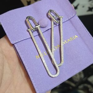 Malinda Maria - Paperclip Pave Chain Convertible Huggies Earrings